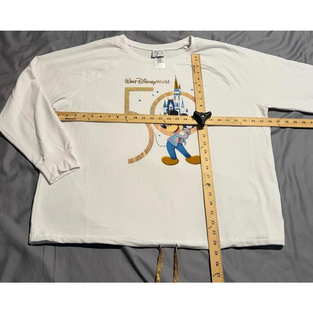 Disney World 50 White Sweatshirt Mickey Mouse 1XL Drawstring Hem Soft Cozy(A32) - Picture 2 of 6